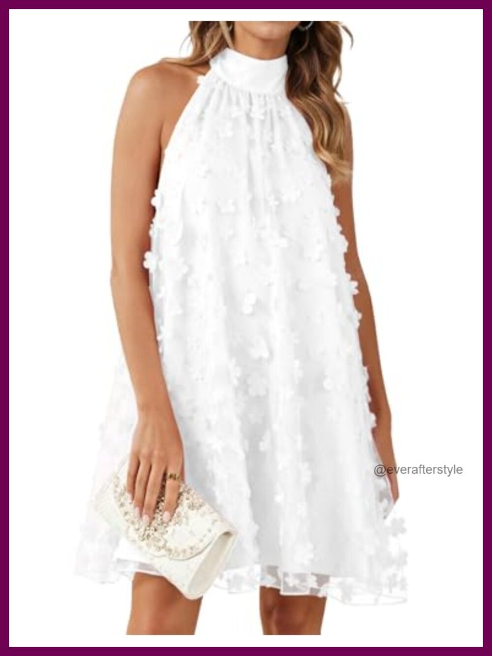 Halter Floral Tulle Mini Dress Sleeveless A-Line Cocktail Party
